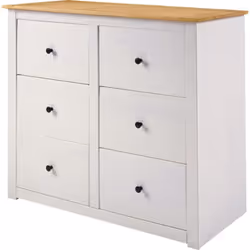 Panama 6 Drawer Wide Chest in White and Natural Wax Finish