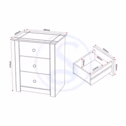 Panama 3 Drawer Bedside in White and Natural Wax Finish