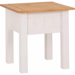Panama Lamp End Table in White and Natural Wax Finish