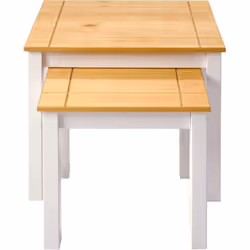 Panama Nest of 2 Tables in White and Natural Wax Finish