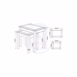 Panama Nest of 2 Tables in White and Natural Wax Finish