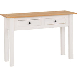 Panama 2 Drawer Console Table in White and Natural Wax Finish