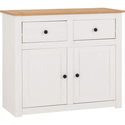 Panama 2 Door 2 Drawer Sideboard in White and Natural Wax Finish