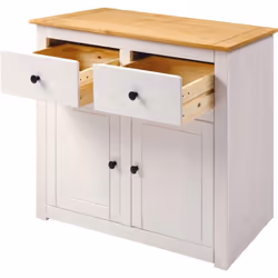 Panama 2 Door 2 Drawer Sideboard in White and Natural Wax Finish