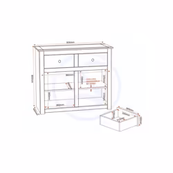 Panama 2 Door 2 Drawer Sideboard in White and Natural Wax Finish