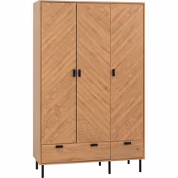 Leon 3 Door 2 Drawer Wardrobe Medium Oak Effect with Metal Feet