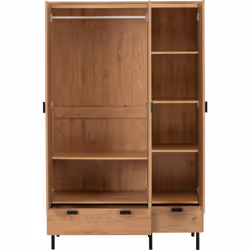 Leon 3 Door 2 Drawer Wardrobe Medium Oak Effect with Metal Feet