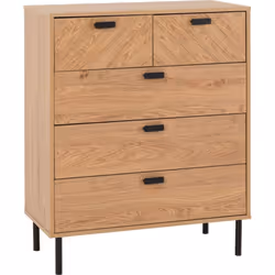 Leon 3+2 Drawer Chest Medium Oak Effect Metal Legs