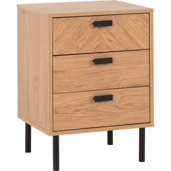 Leon 3 Drawer Bedside Medium Oak Effect Metal Legs