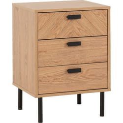 Leon 3 Drawer Bedside Medium Oak Effect Metal Legs