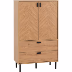 Leon 2 Door 2 Drawer Cabinet Medium Oak Effect Metal Legs