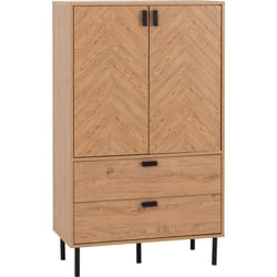 Leon 2 Door 2 Drawer Cabinet Medium Oak Effect Metal Legs