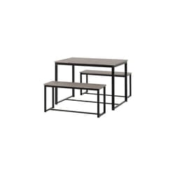 Dining Bench Set, Engineered Wood, Stone Effect/Black, W 1100mm x D 700mm x H 760mm