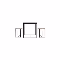 Dining Bench Set, Engineered Wood, Stone Effect/Black, W 1100mm x D 700mm x H 760mm
