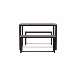 Dining Bench Set, Engineered Wood, Stone Effect/Black, W 1100mm x D 700mm x H 760mm - Additional view 4
