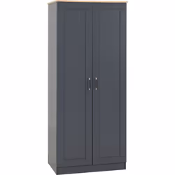 Portland 2 Door Wardrobe in Grey with Oak Effect Finish