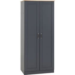 Portland 2 Door Wardrobe in Grey with Oak Effect Finish