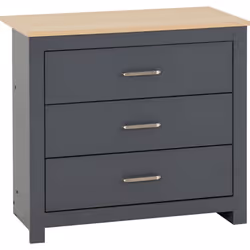 Portland 3 Drawer Chest in Grey with Oak Effect Finish