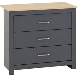 Portland 3 Drawer Chest in Grey with Oak Effect Finish
