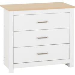 Portland 3 Drawer Chest in White with Oak Effect Finish