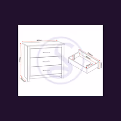 Portland 3 Drawer Chest in White with Oak Effect Finish