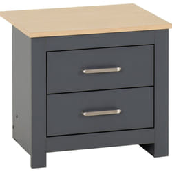 Portland 2 Drawer Bedside Grey Oak Effect