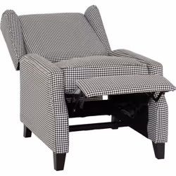 Kensington Recliner Chair in Dogtooth Fabric with Studded Detail