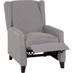 Kensington Recliner Chair in Dogtooth Fabric with Studded Detail