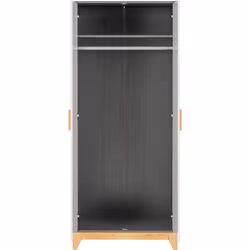 Cleveland 2 Door Wardrobe in White and Pine with Grey Metal Effect