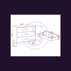 Cleveland 3 Drawer Chest in White and Pine with Grey Metal Effect