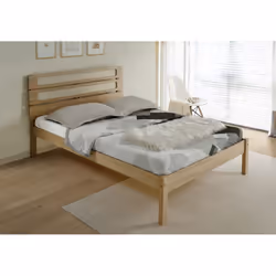Santana 4ft6 Double Bed Frame in Light Oak and Rattan Effect