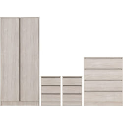 Malvern 2 Door Wardrobe Bedroom Set Urban Snow Beige 4 Items
