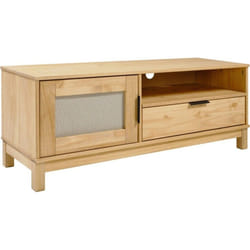 Corona Rattan 1 Door 1 Drawer TV Unit Distressed Wax Pine Effect