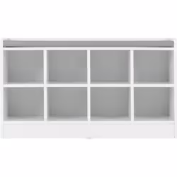 Portland Shoe Bench in White with Steel Grey Fabric Bench Seating