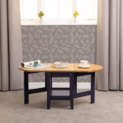 Santos Drop Leaf Coffee Table Navy Blue with Distressed Waxed Pine Top