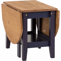 Santos Drop Leaf Coffee Table Navy Blue with Distressed Waxed Pine Top
