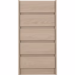 Paris 5 Drawer Narrow Chest Smoked Ash Effect Curved Edges