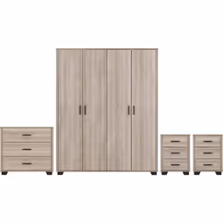 Oliver 4 Door Wardrobe Bedroom Set Light Oak Effect 4 Items
