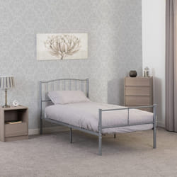 Newton 3ft Single Metal Bed Silver Middle Support 14 Metal Slats