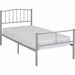 Newton 3ft Single Metal Bed Silver Middle Support 14 Metal Slats