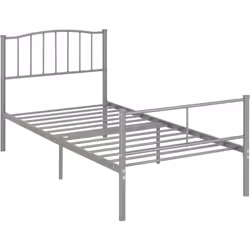 Newton 3ft Single Metal Bed Silver Middle Support 14 Metal Slats