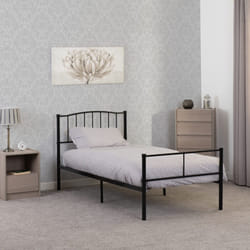 Newton 3ft Single Metal Bed Black Middle Support 14 Metal Slats