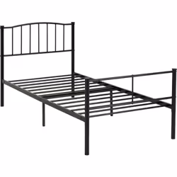 Newton 3ft Single Metal Bed Black Middle Support 14 Metal Slats
