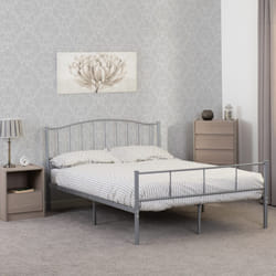 Newton 4ft6 Double Metal Bed Silver Middle Support 14 Metal Slats
