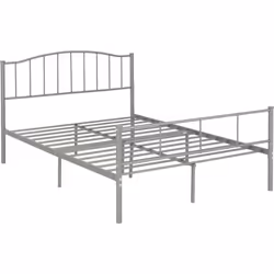 Newton 4ft6 Double Metal Bed Silver Middle Support 14 Metal Slats