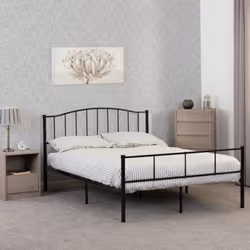 Newton 4ft6 Double Metal Bed Black Middle Support 14 Metal Slats