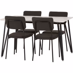 Sheldon White Marble Effect Dining Set Table 4 Dark Grey Velvet Chairs