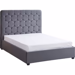 Madison 4'6" Double Bed Grey Velvet Fabric