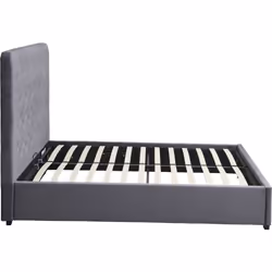 Madison Ottoman 4'6" Double Bed Grey Velvet Fabric with Buttoned Studs