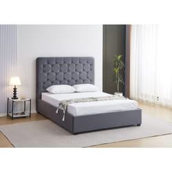 Madison 5' King Size Bed Grey Velvet Fabric